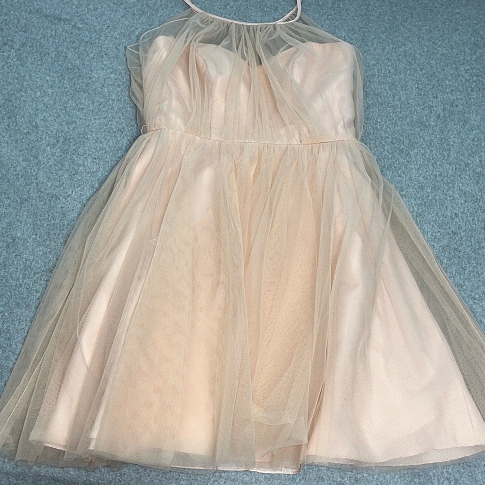 Sleeveless Tulle Overlay Cocktail Dress in Blush - Picture 9 of 9